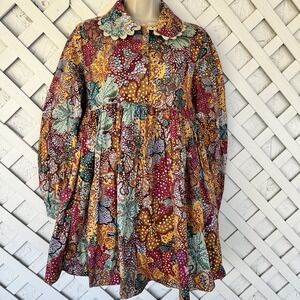 Kika Vargas Target Floral Boho Cotton Peter Pan Collar Babydoll Dress Size M